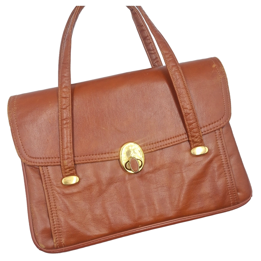 Vintage Mid Century Modern 1950s Housewife Vegan Leather Handbag